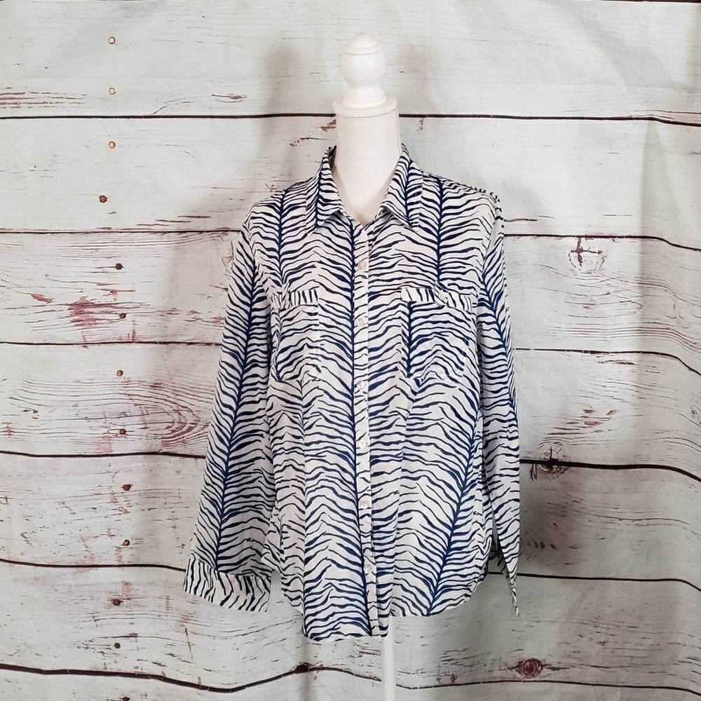 Chico's Flowing Fronds Long Sleeve‎ Top Sz L NWT